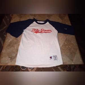 Delta Gamma Anchors In The Outfield Size Small Baseball 3/4 Sleeve Shirt